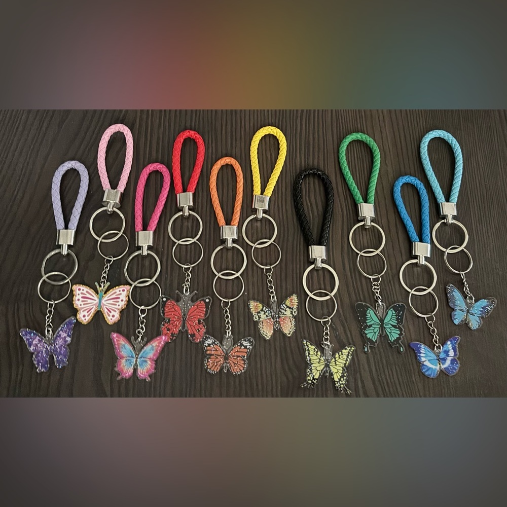 Custom Acrylic Butterfly with Braided Keychain